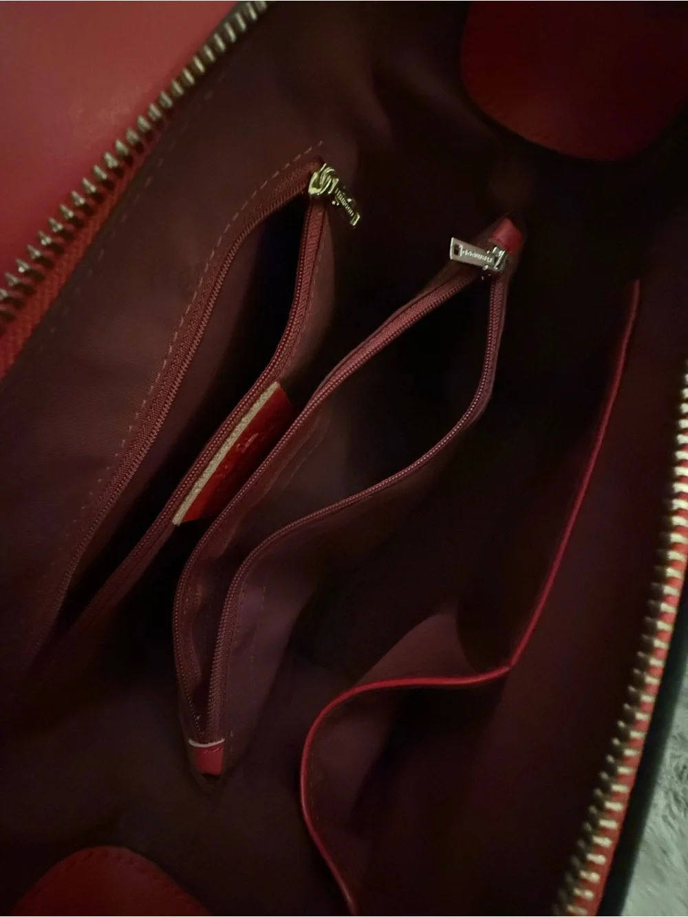 Structured Genuine Leather Red Top-Handle Satchel with Gold Hardware